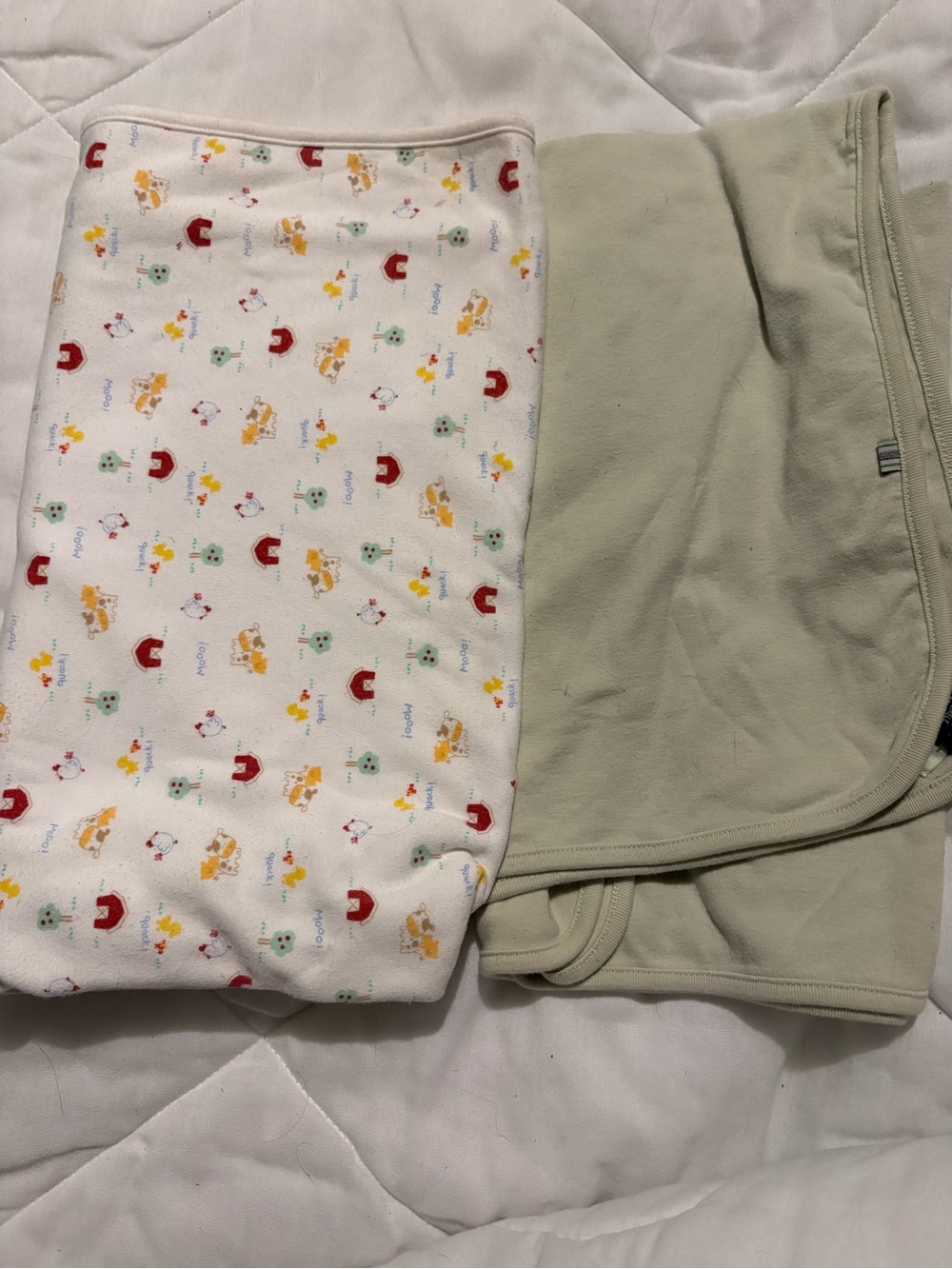 Carter's White Multi Print & Light Green Baby Blankets